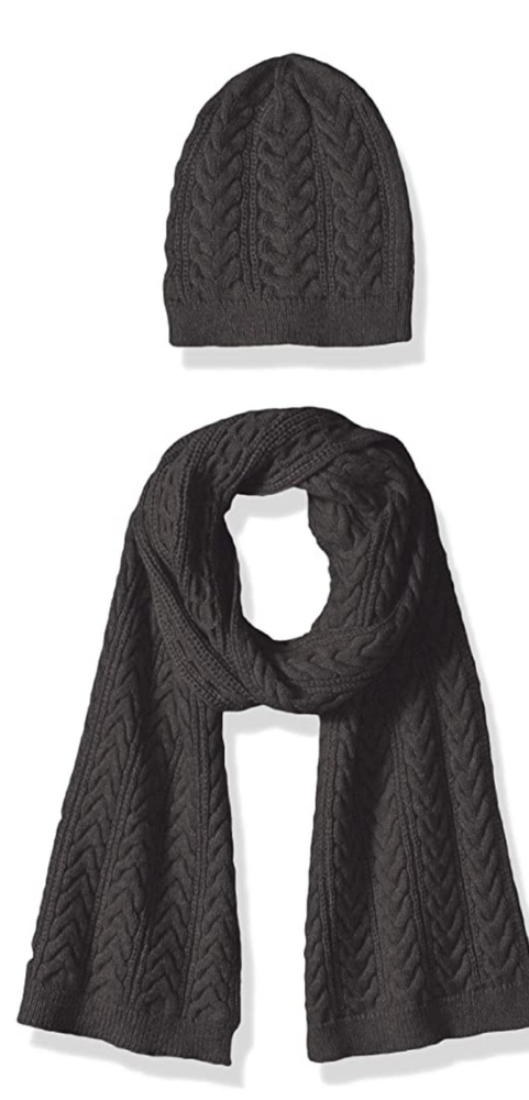 Women's Cable Knit Hat and Scarf Set
